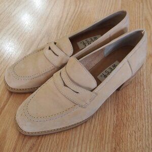 Vintage Nine West Tan Leather Chunky‎ Heel Loafers